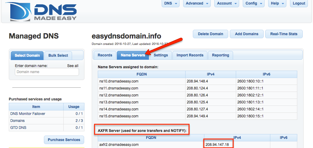how to enable secondary dns with easyDNS